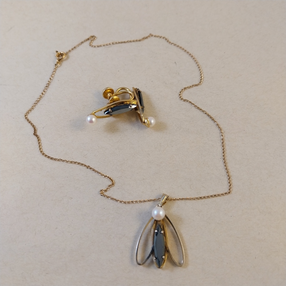 14/ 20 KGF Gold Necklace Pendant and 14/20 KGF Real Pearl Earring Set - Picture 16 of 16